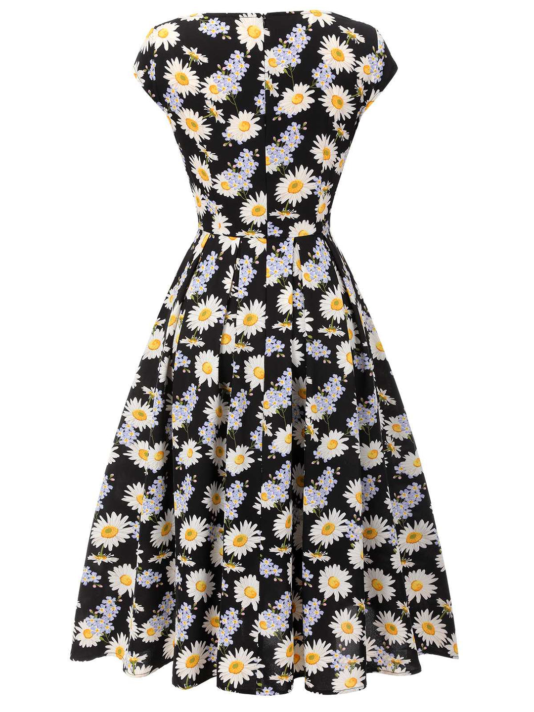 Black 1940s Cap Sleeve Daisy Dress — vintage elegance for the modern woman