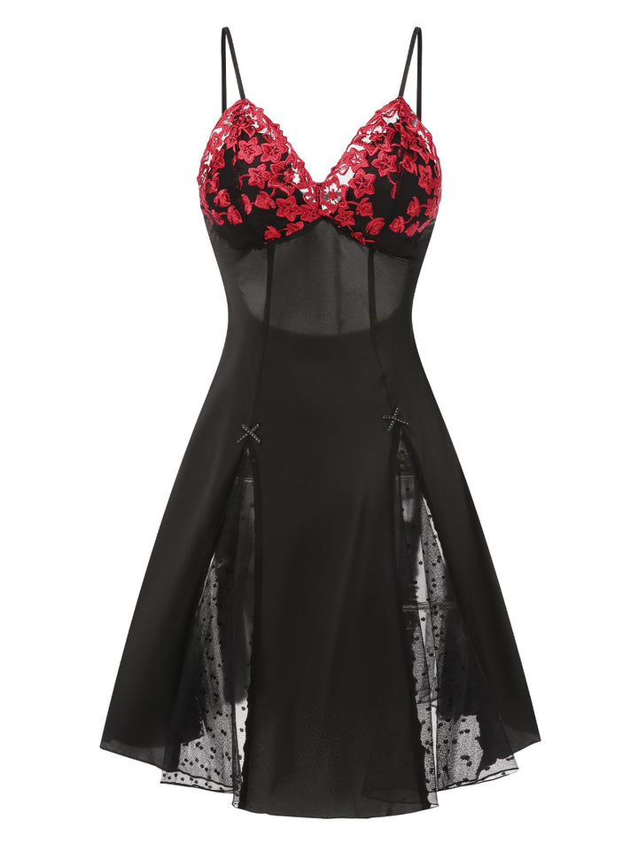 Embroide Satin Lace Nightdress | | vintage dress, retro fashion