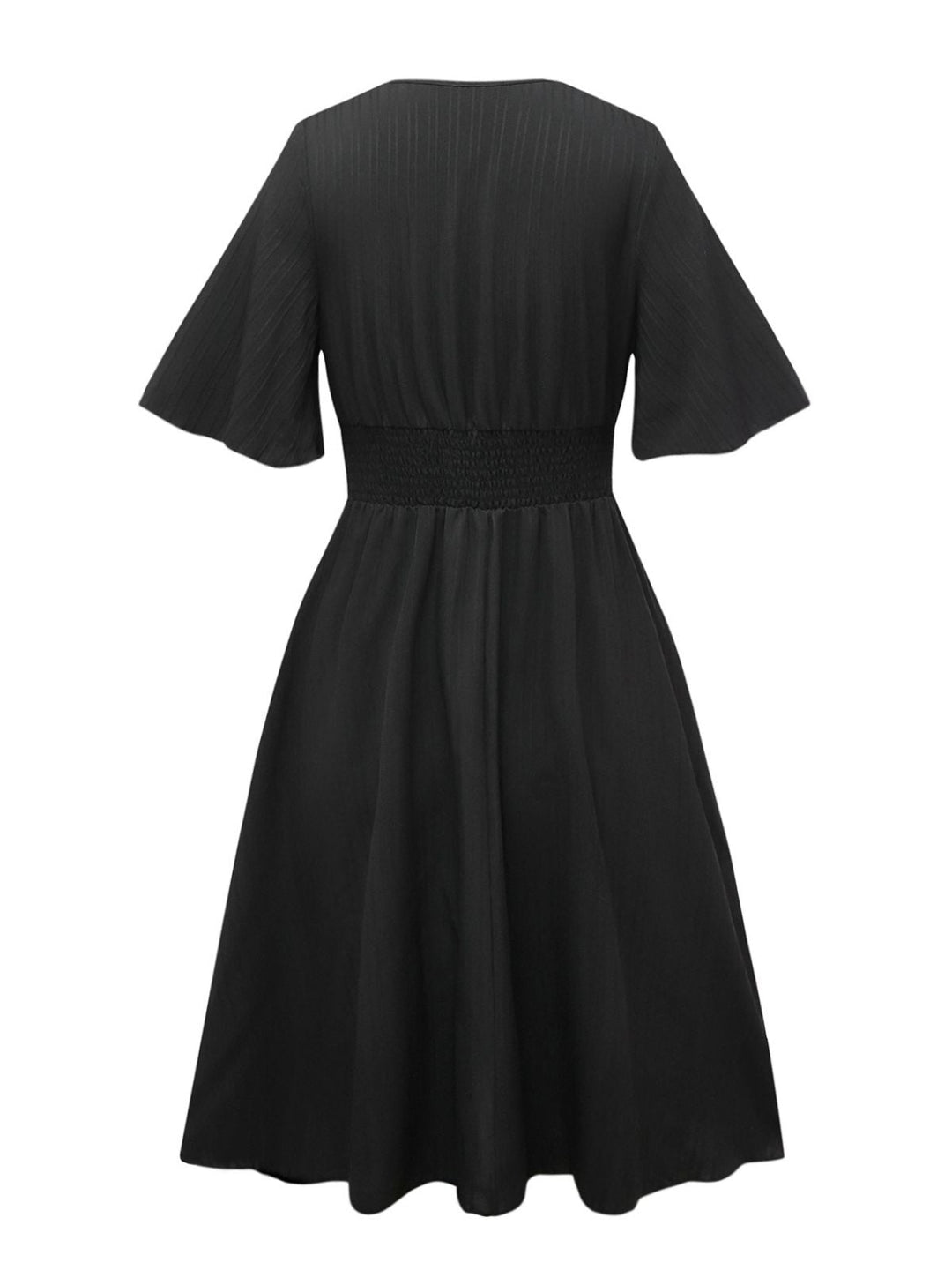 Black 1940s Embroidery Boho V-Neck Dress - vintage dress, retro fashion, classic black