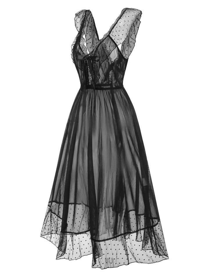 Lace Trim Dots Sheer | | vintage dress, retro fashion