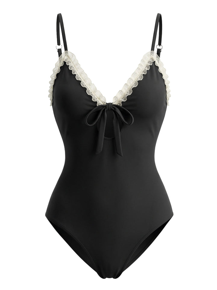 Black Vintage One Piece Swimsuit, vintage swimsuit, swimwear - perfect for women who love vintage and retro fashion