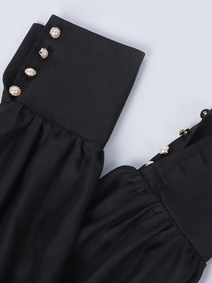 Black 1940s Nun-Style Cross Necklace Dress - vintage dress, retro fashion, classic black