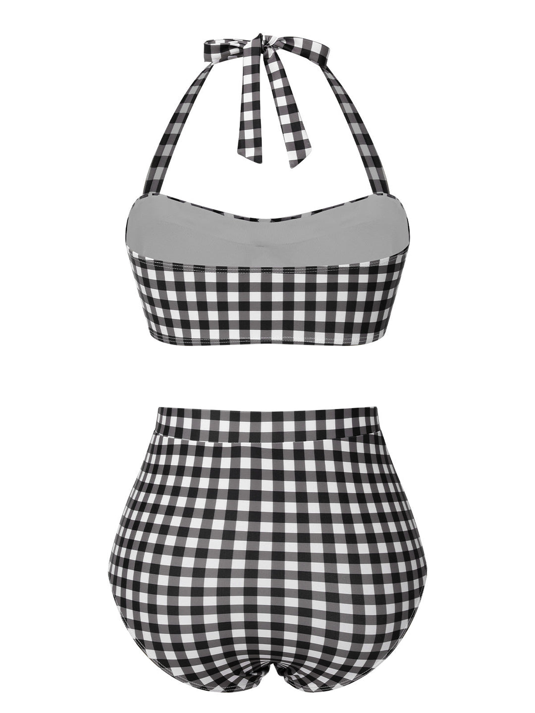 Black 1940s Plaid Halter Swimsuit, vintage swimsuit, pin-up swimwear - perfect for women who love vintage and retro fashion