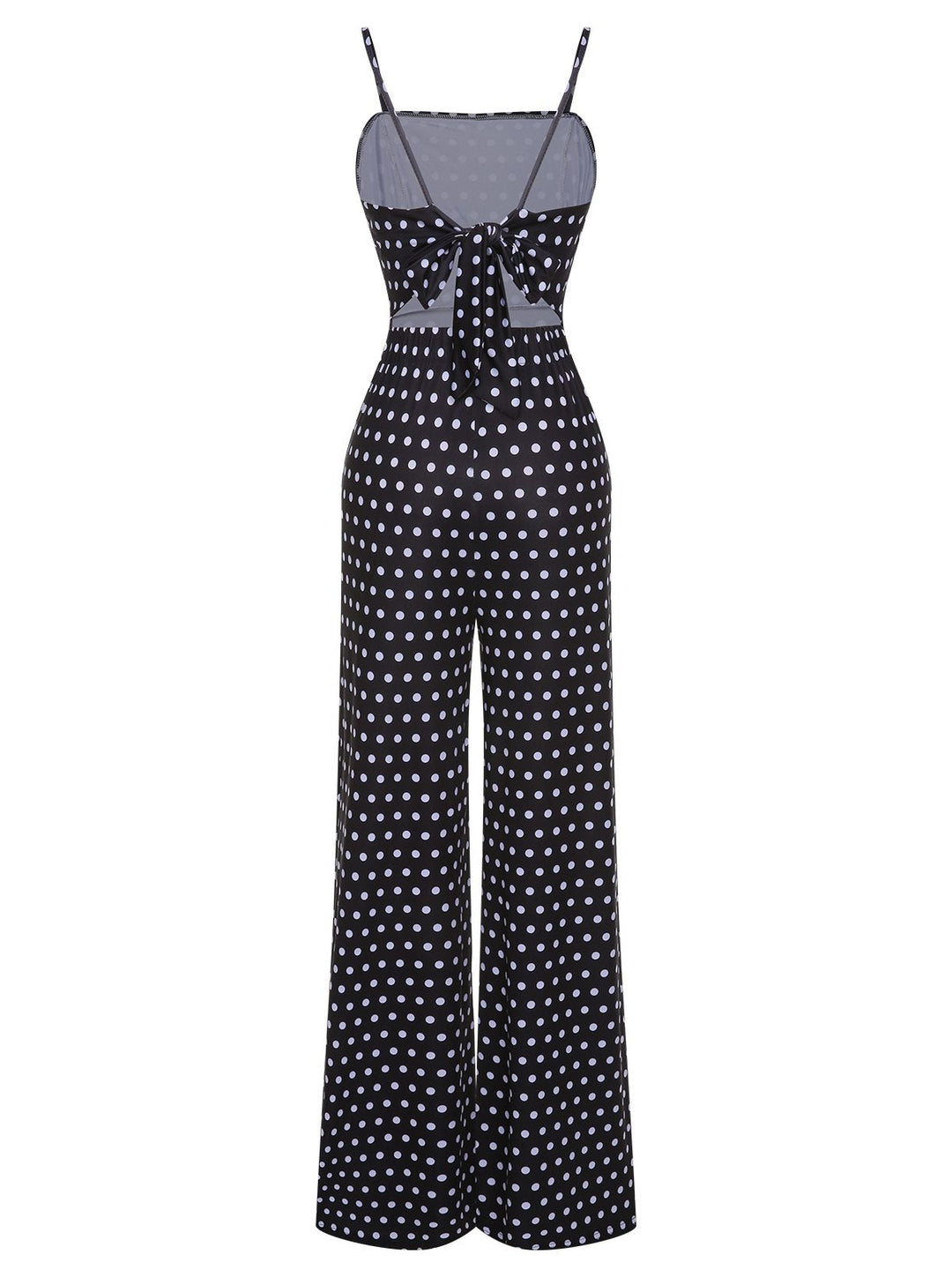 Black 1940s Polka Dots Back Strap Jumpsuit, vintage romper, retro jumpsuit - perfect for women who love vintage and retro fashion