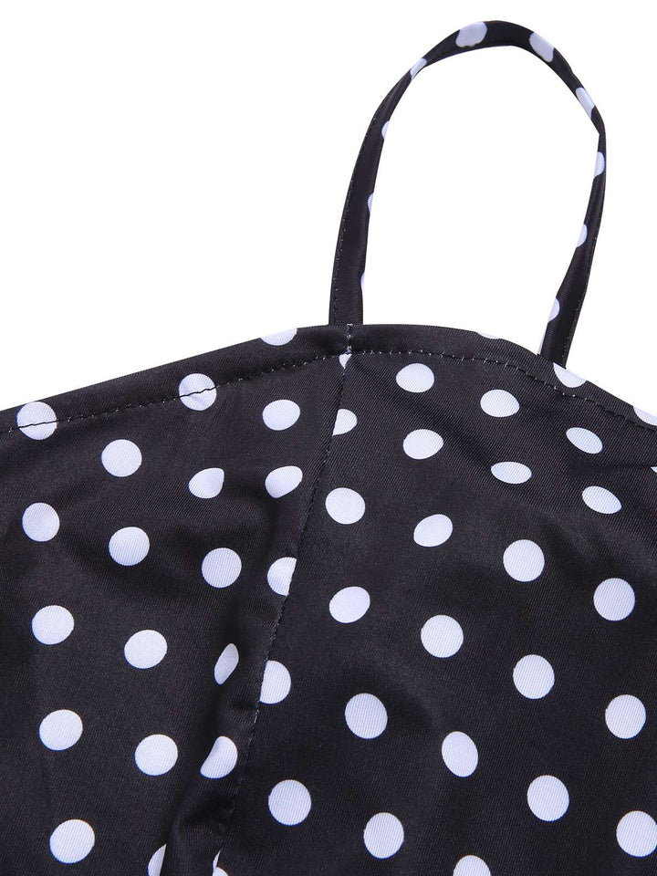 Black 1940s Polka Dots Back Strap Jumpsuit, vintage romper, retro jumpsuit - perfect for women who love vintage and retro fashion