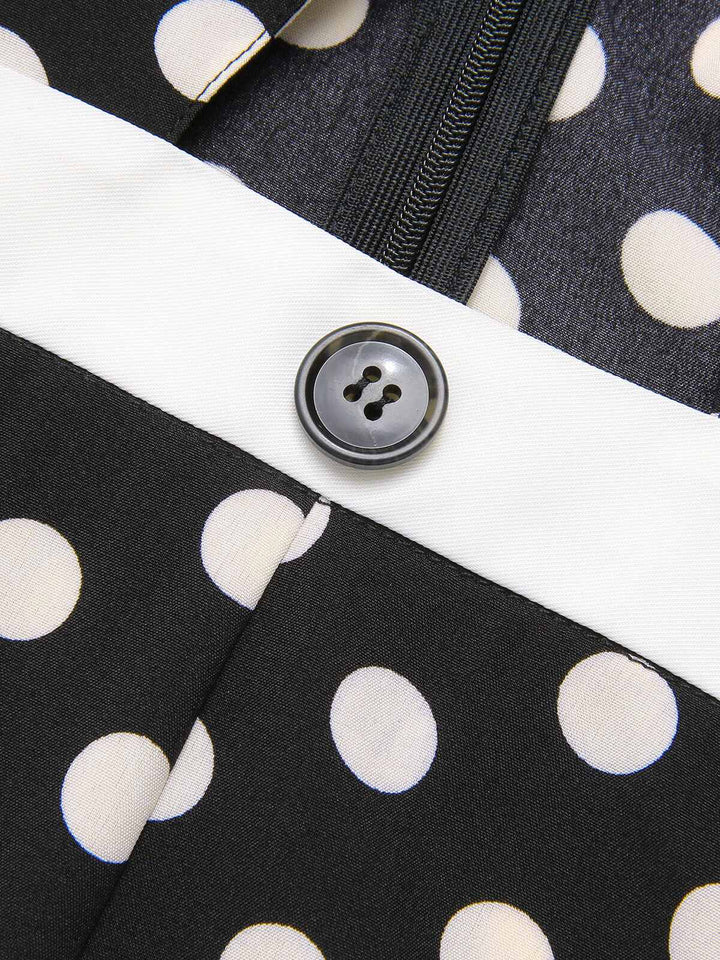 Black 1940s Polka Dots Cross Halter Jumpsuit — 1940s style that transcends decades