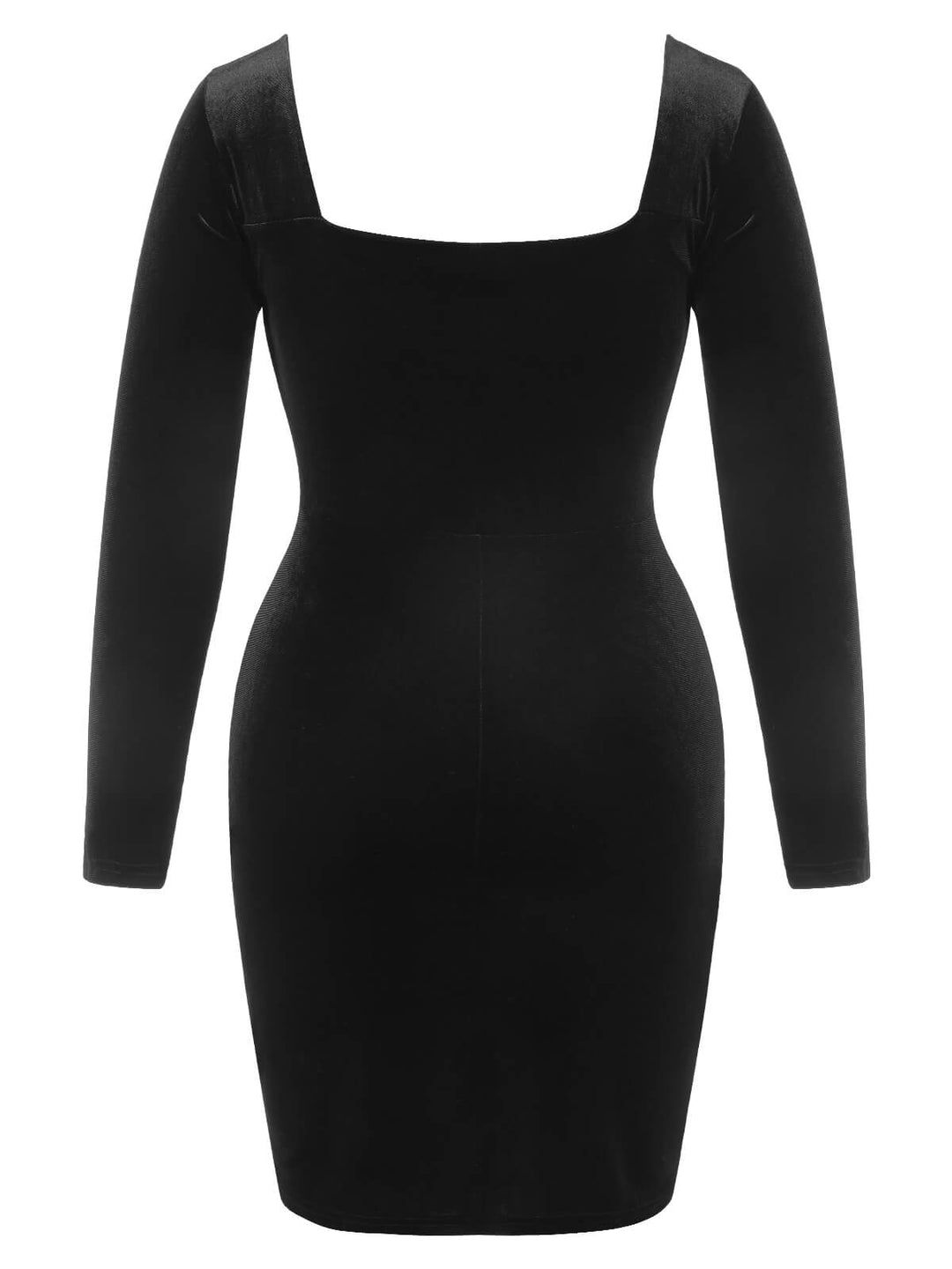 [Plus Size] Black 1940s Solid Square Neck Velvet Dress, vintage dress, fashion - perfect for women who love vintage and fashion