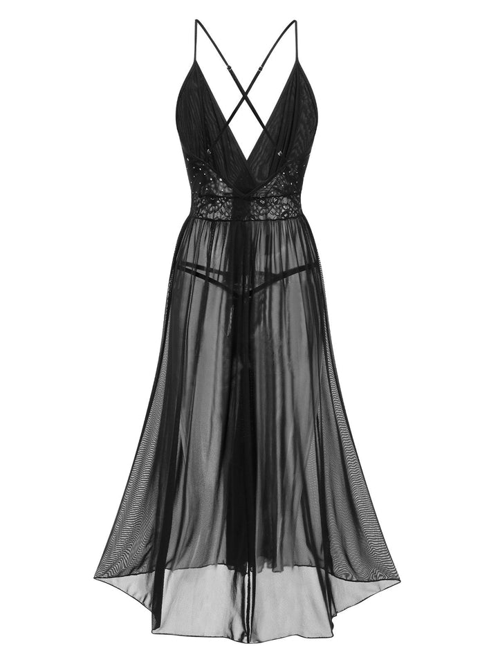 Sparkling Mesh Back Cross | | vintage dress, retro fashion