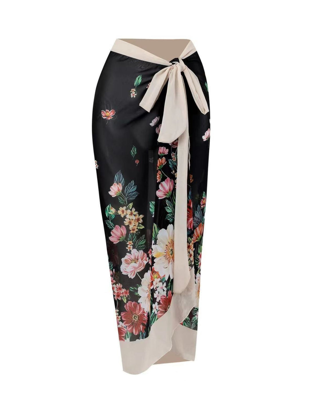 Black 1940s Strap Bow Floral Swimsuit &amp; Cove-Up — because 1940s glamour never goes out of style