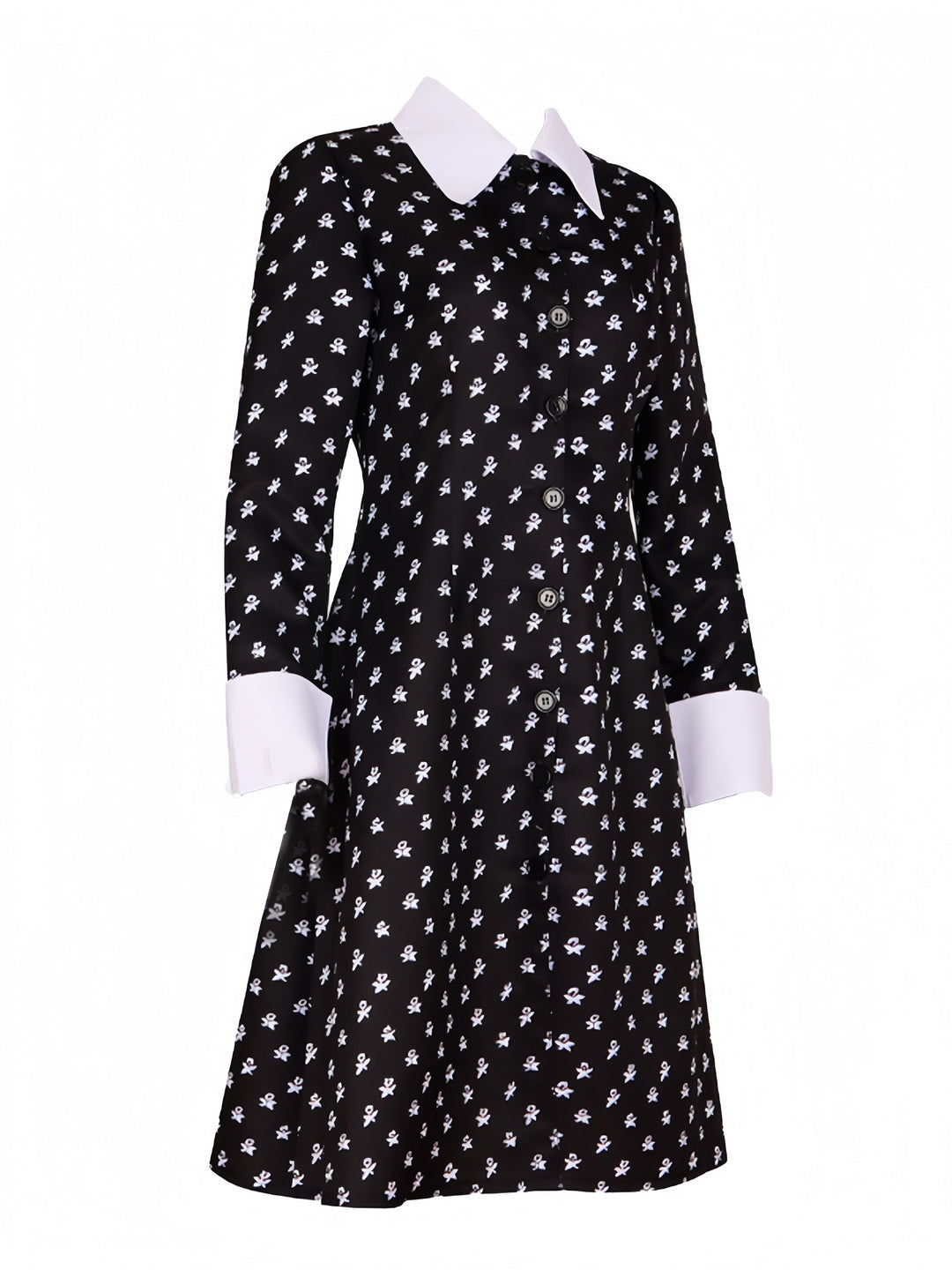 Black 1940s Wednesday Addams Style Dress - vintage dress, retro fashion, classic black