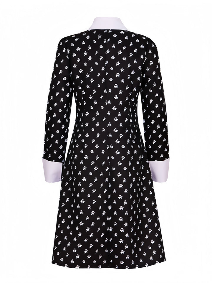 Black 1940s Wednesday Addams Style Dress - vintage dress, retro fashion, classic black