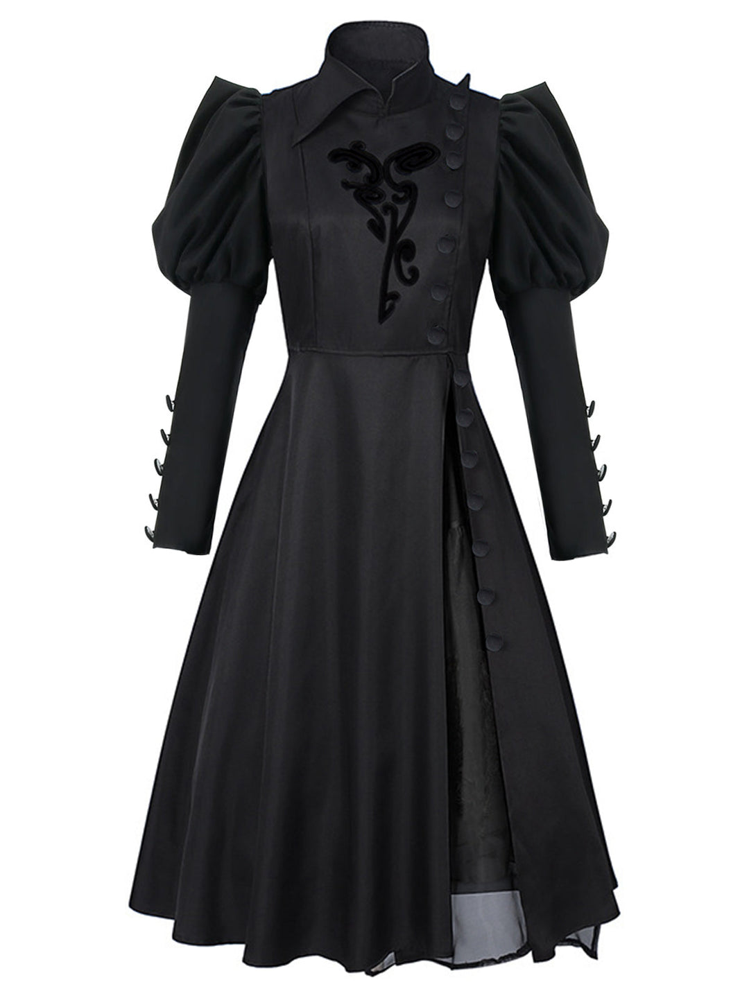 She slips into this Black 1940s Wicked-Inspired Floral Witch Dress and suddenly it&