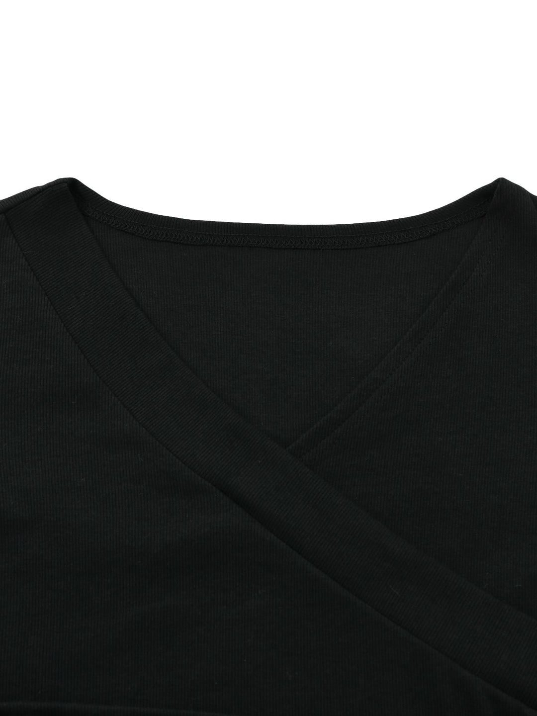 Black 1950S V-Neck Lantern Sleeve Knitted Top - vintage fashion, retro style, classic black