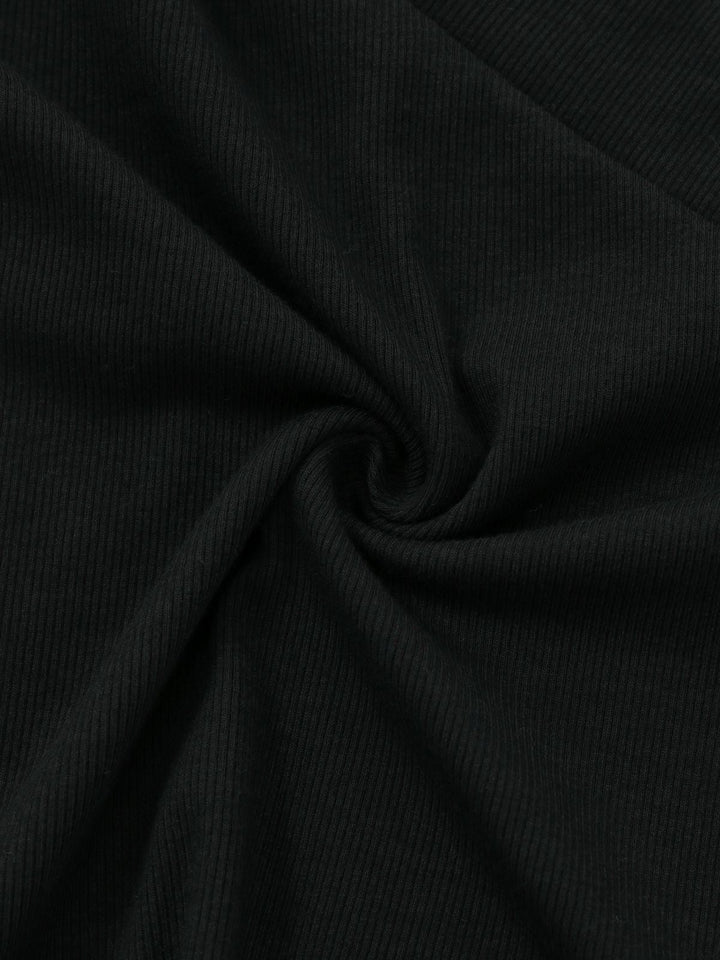 Black 1950S V-Neck Lantern Sleeve Knitted Top - vintage fashion, retro style, classic black