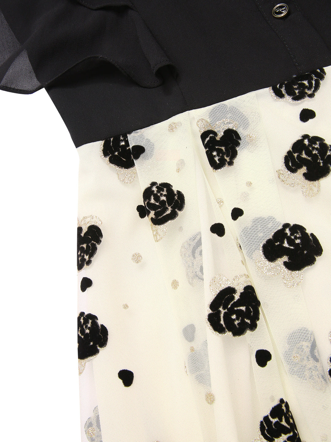 Black 1950s 3D Floral Ruffle A-line Dress, vintage dress, retro fashion, rockabilly, pin-up fashion - perfect for women who love vintage and retro fashion