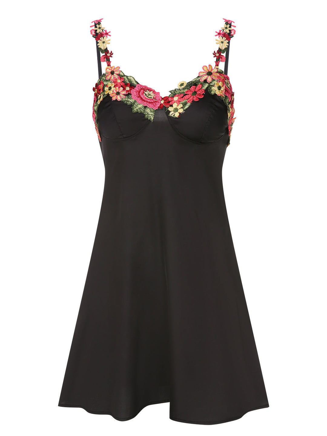 Black 1950s 3D Floral Suspender Sleepwear, vintage fashion, retro style - perfect for women who love vintage and retro fashion