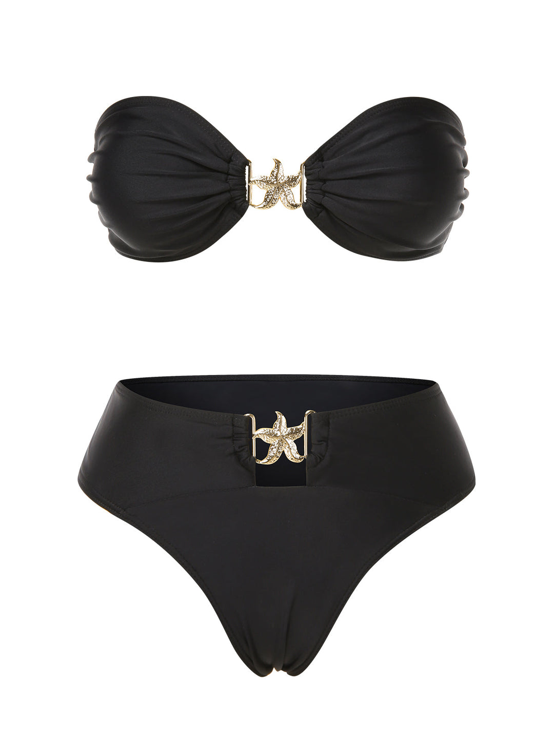Black 1950s Bandeau Starfish Bikini Set, vintage swimsuit, pin-up swimwear - perfect for women who love vintage and retro fashion