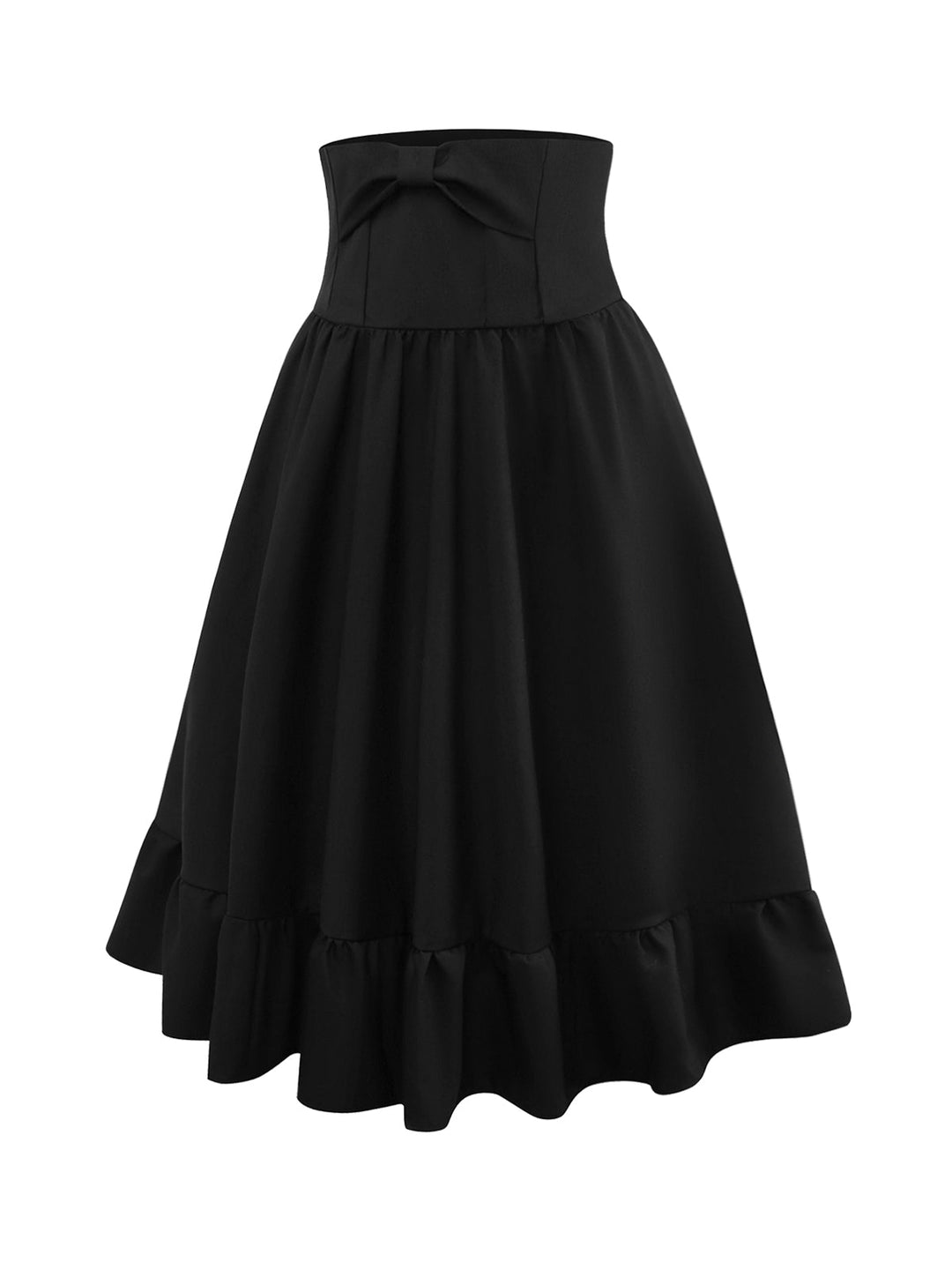 Black 1950s Bow Decor Solid Skirt - vintage skirt, retro style, classic black