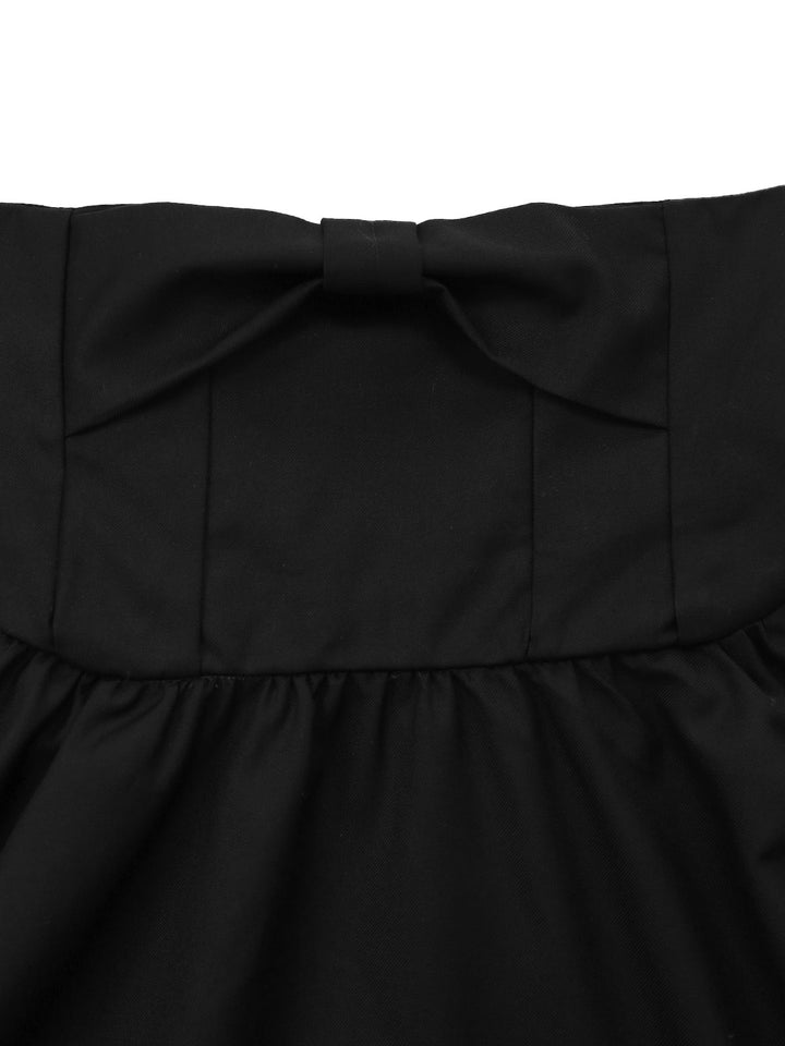 Black 1950s Bow Decor Solid Skirt - vintage skirt, retro style, classic black