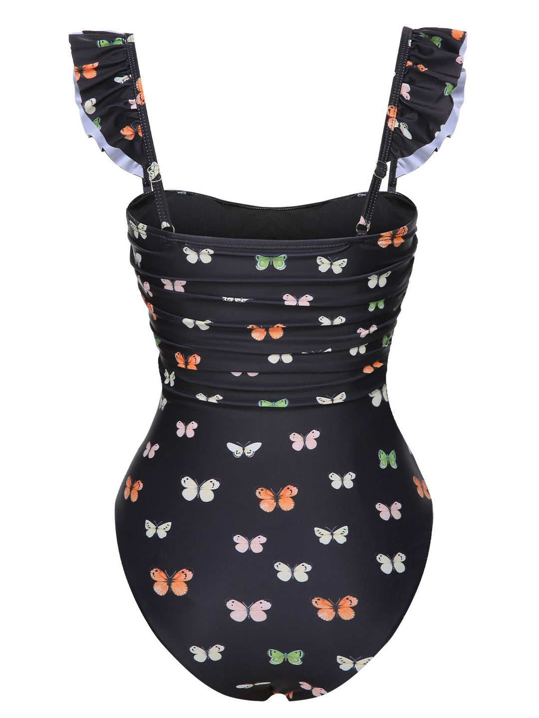 Black 1950s Butterfly Flare Sleeve One-Piece Swimsuit, vintage swimsuit, pin-up swimwear - perfect for women who love vintage and retro fashion