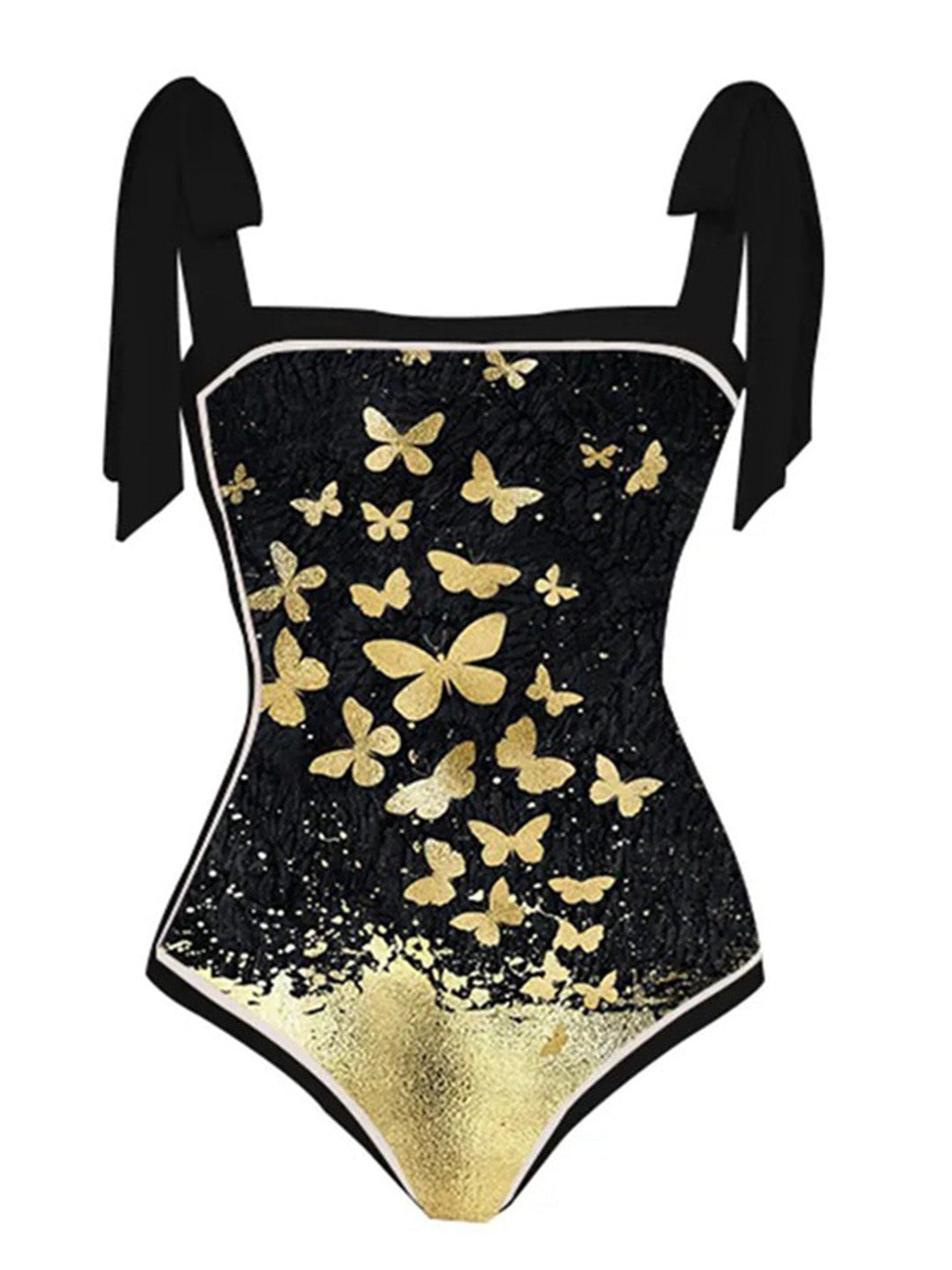 Black 1950s Butterfly One-piece Swimsuit &amp; Cover-up — vintage elegance for the modern woman