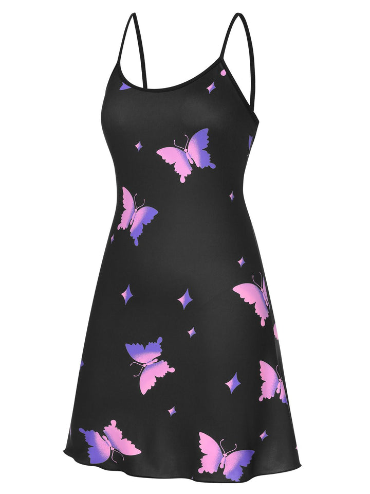 Black Butterfly Suspender Sleepwear, vintage fashion, retro style - perfect for women who love vintage and retro fashion