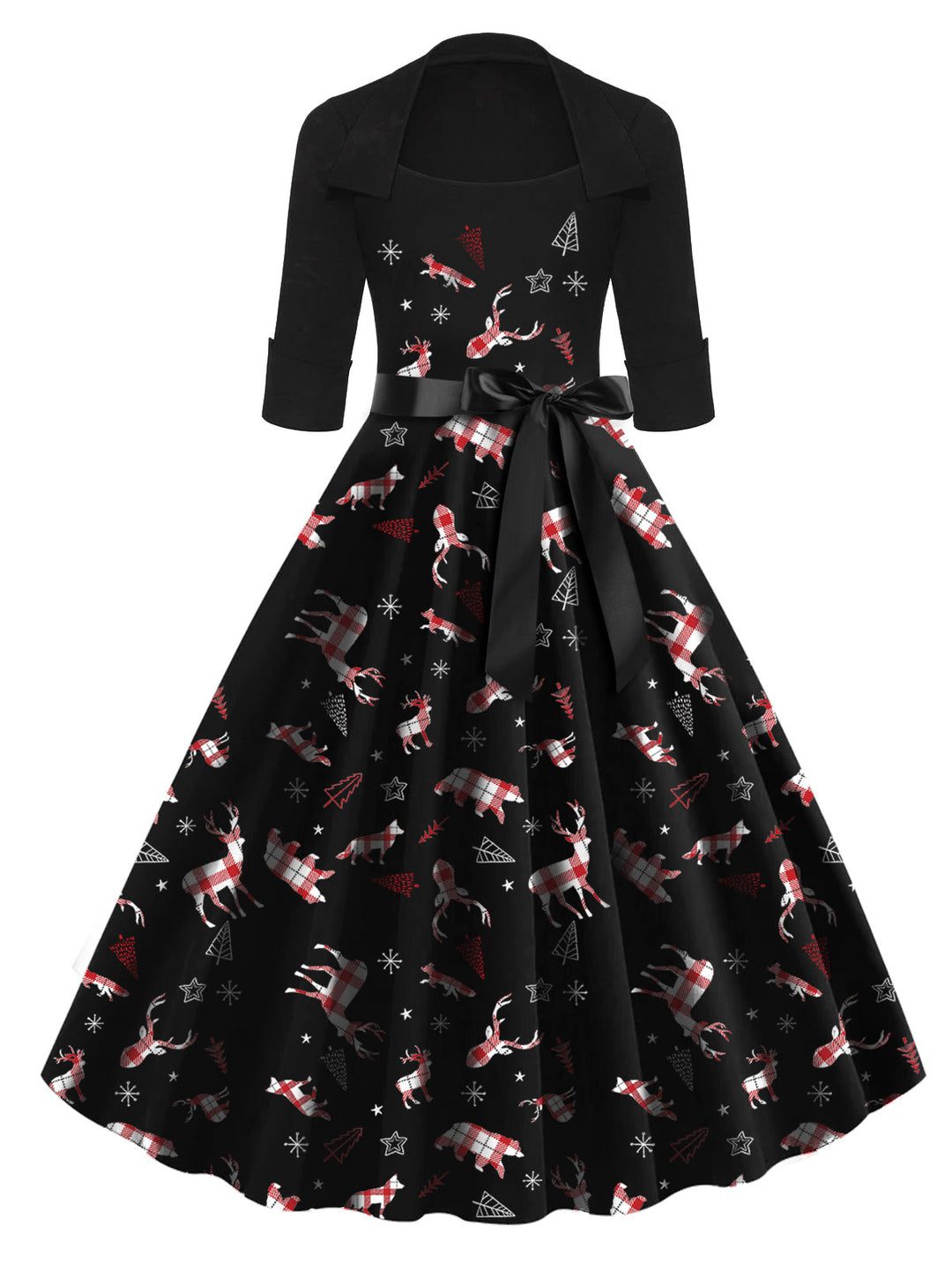 Black 1950s Christmas Bow Swing Dress: timeless style reimagined