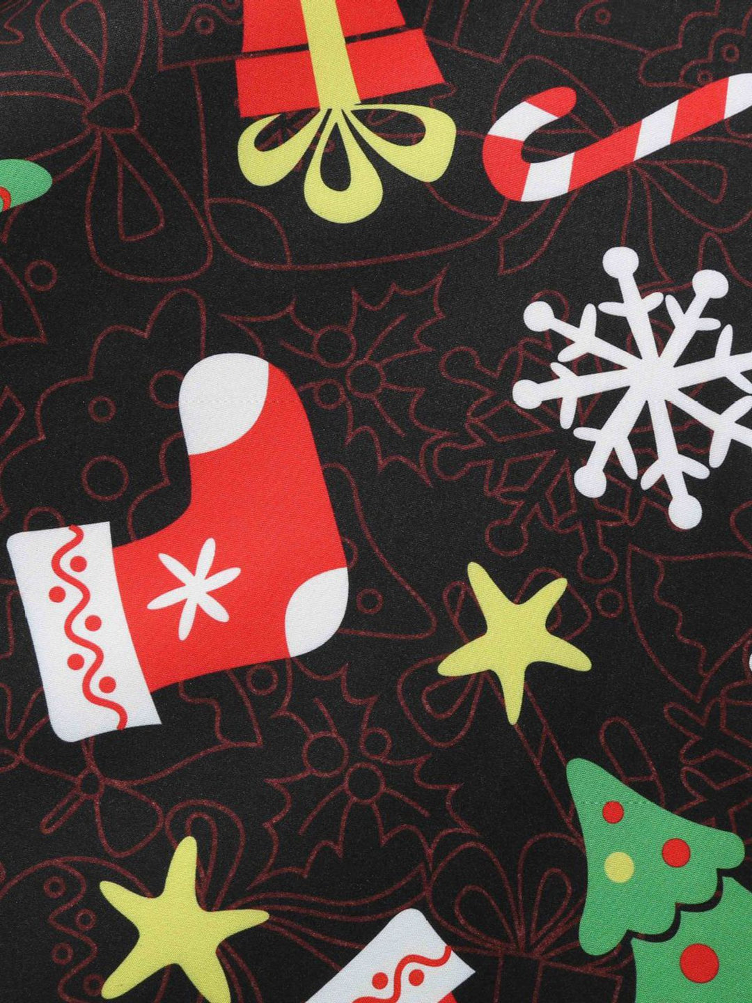 Black 1950s Christmas Gift Tree Belted Dress — the kind of 1950s dress that makes strangers smile