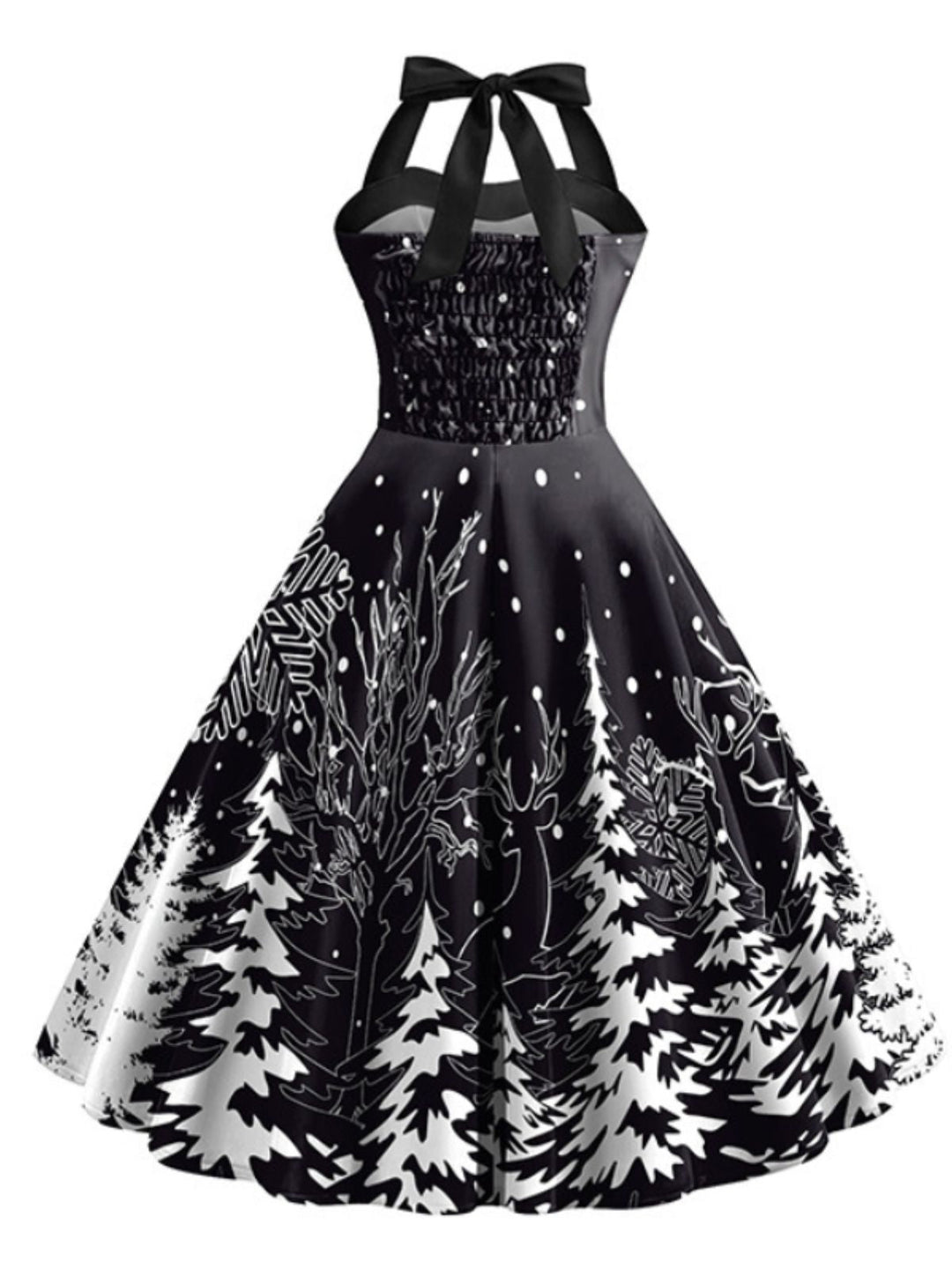Black 1950s Christmas Halter Swing Dress: timeless style reimagined