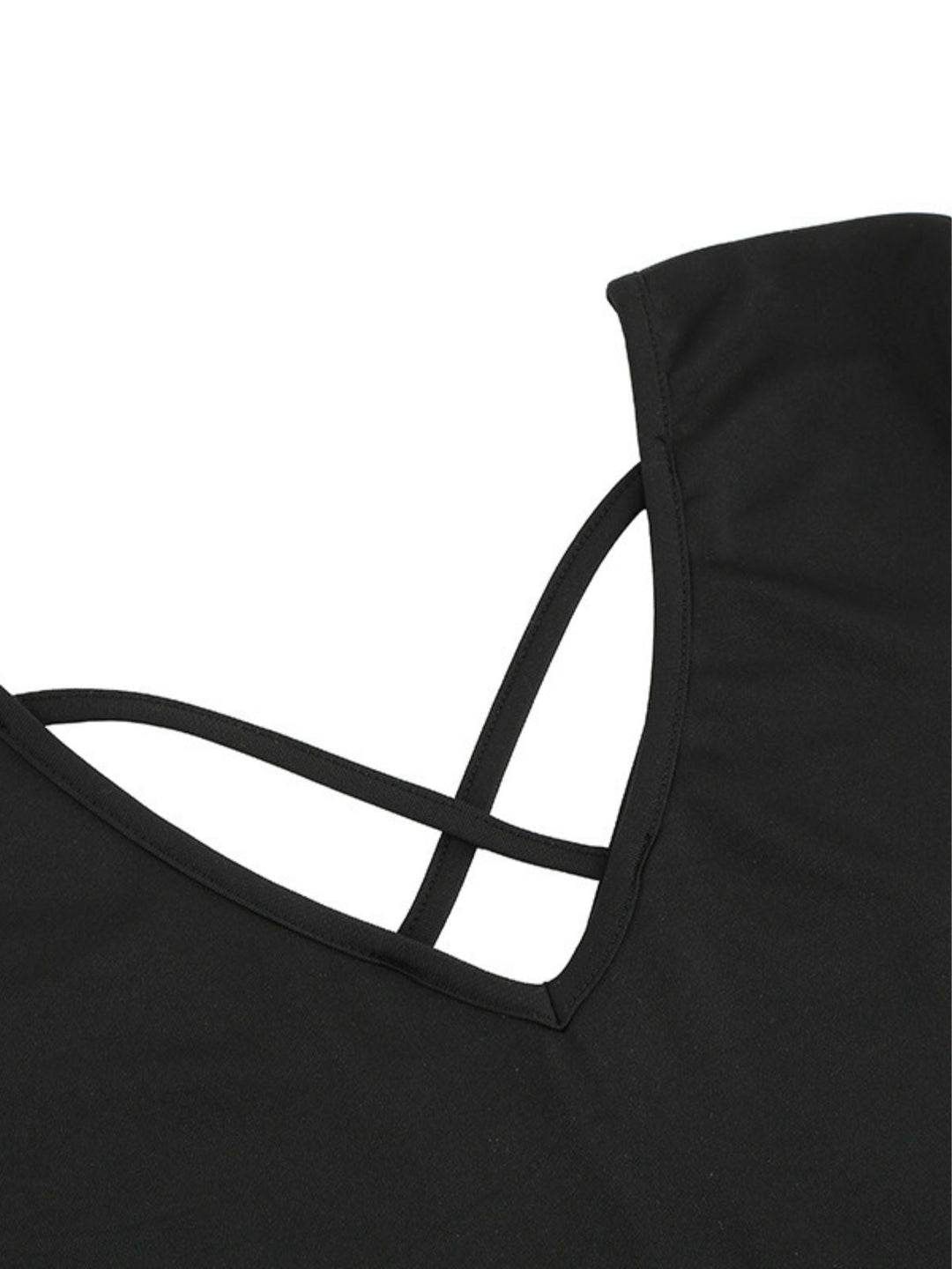 Black 1950s Christmas Print V-Neck Cross Back Dress - vintage dress, retro fashion, rockabilly