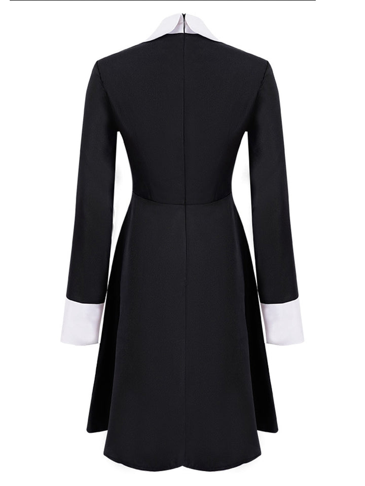 Black 1950s Color Block Moderate Dress: where 1950s romance meets her modern spirit