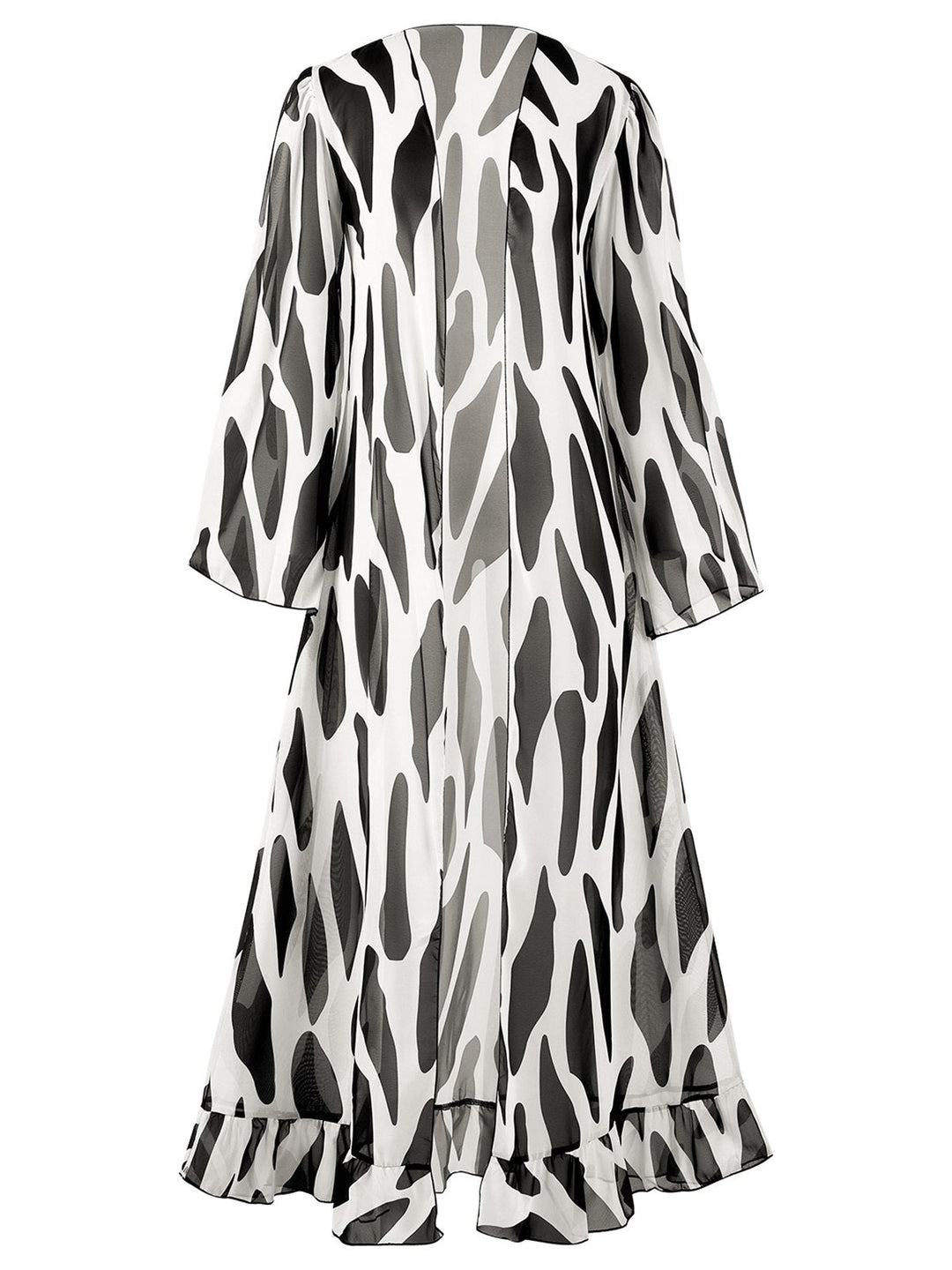 Black 1950s Contrast Spots Long Cover Up - vintage fashion, retro style, classic black