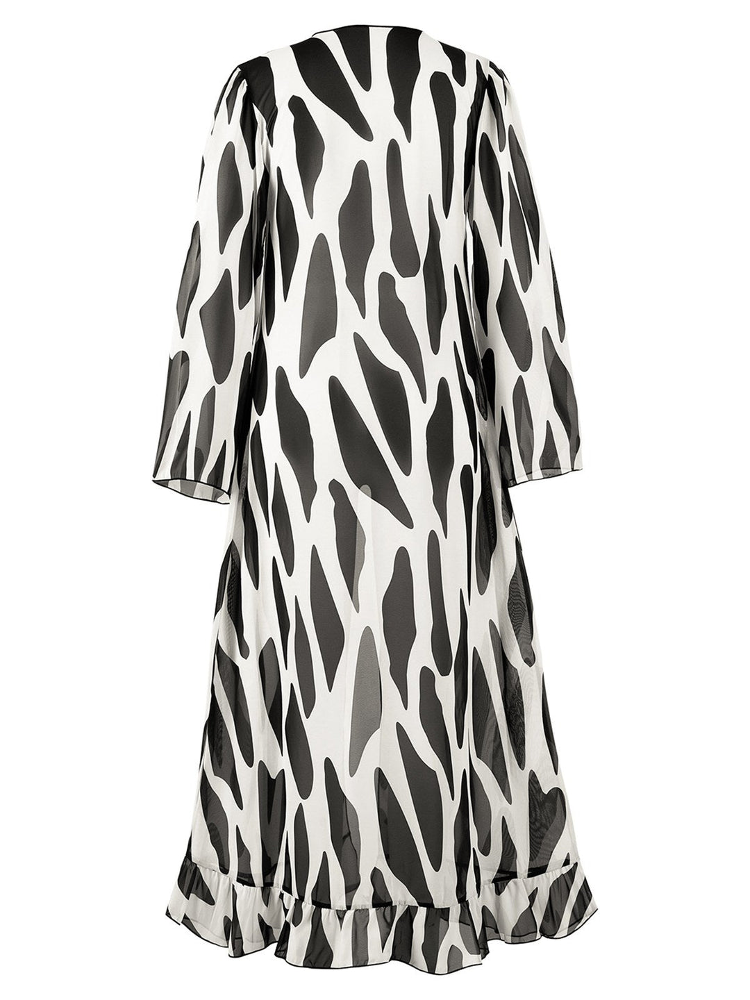 Black 1950s Contrast Spots Long Cover Up - vintage fashion, retro style, classic black