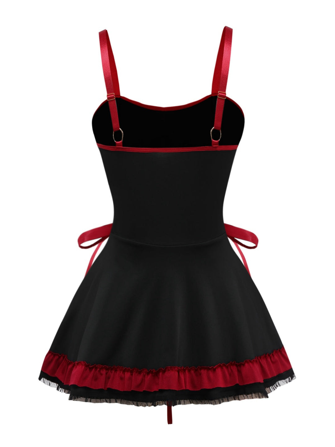 Black 1950s Cross Contrast Ruffle Hem Nightdress - vintage dress, retro fashion, rockabilly