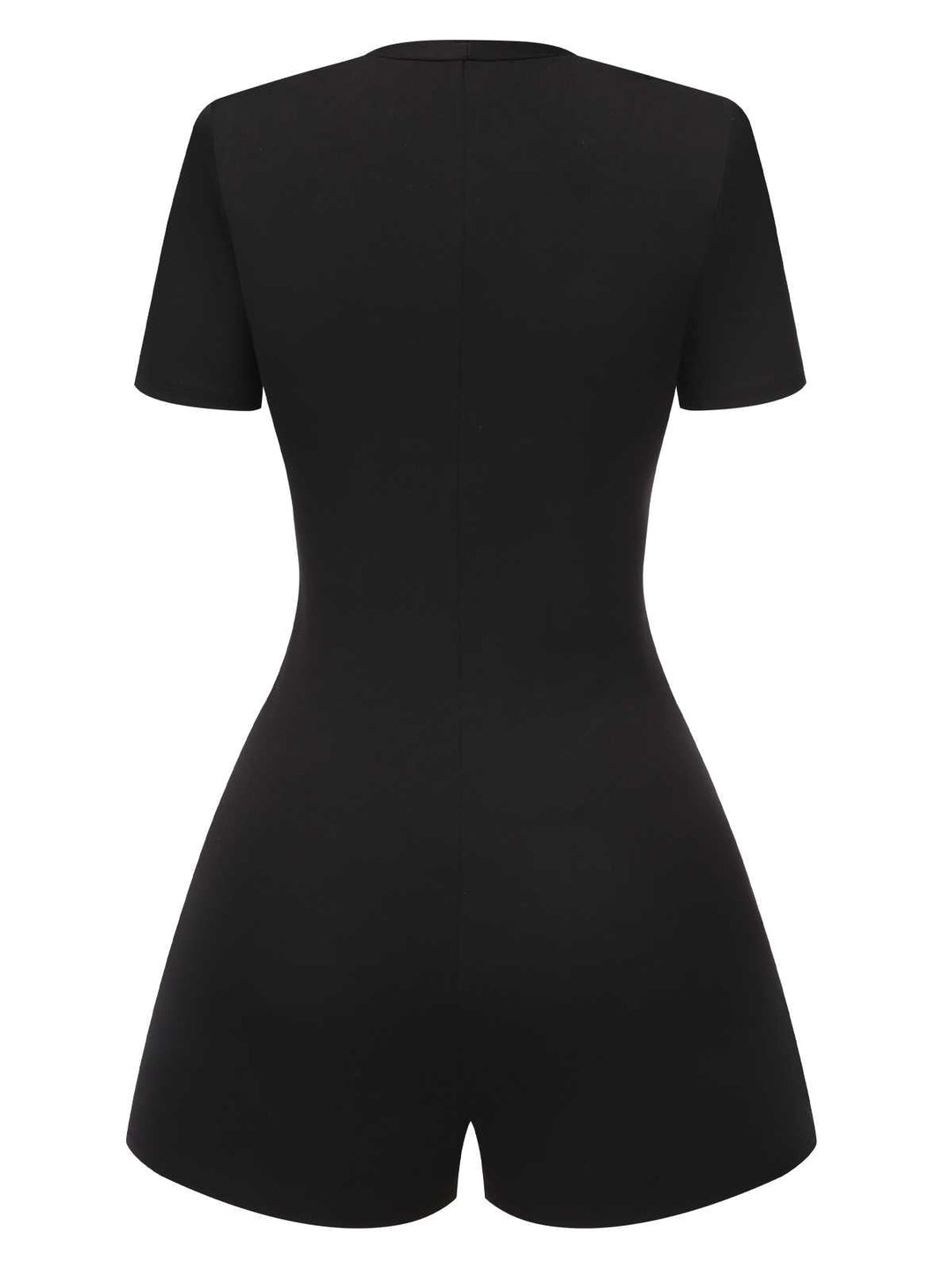 Black 1950s Cut-Out Buttoned Solid Romper: timeless 1950s elegance she makes her own