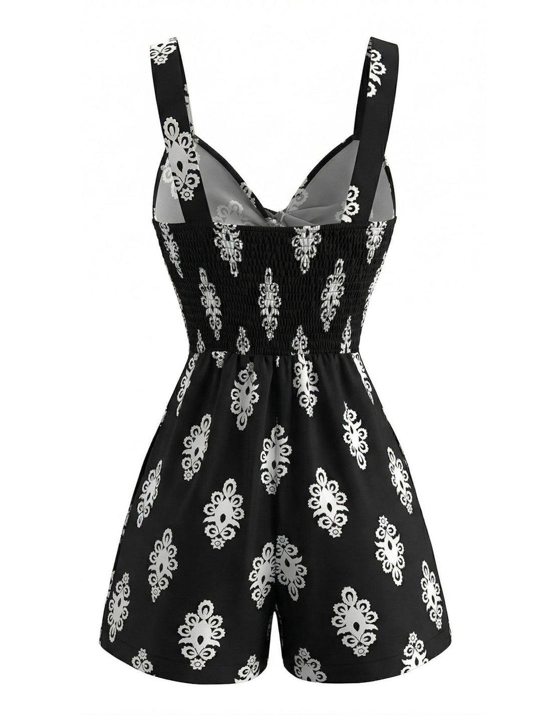 Black 1950s Cutout Twist-Front Romper - vintage romper, retro jumpsuit for vintage lovers