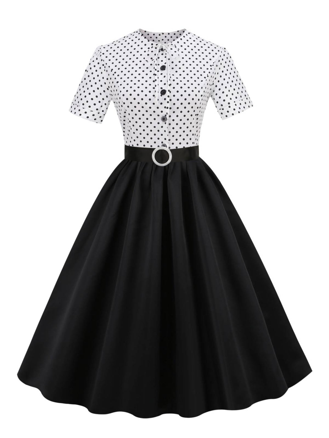 Black 1950s Dots Patchwork Dress: timeless style reimagined