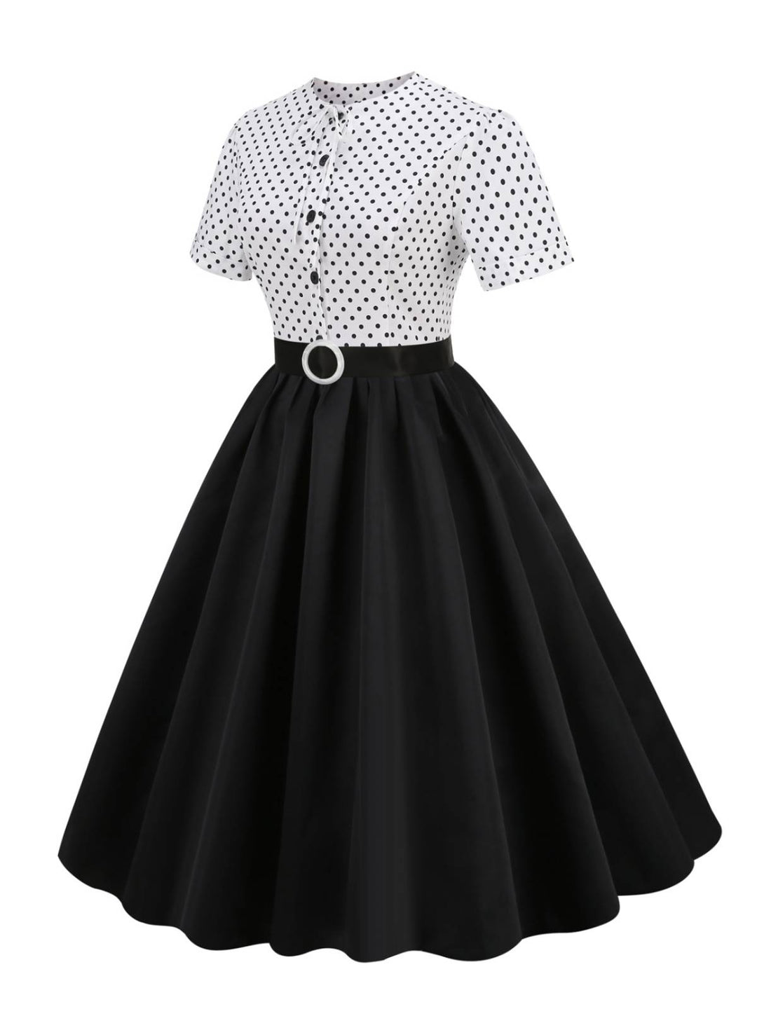 Black 1950s Dots Patchwork Dress — vintage elegance for the modern woman