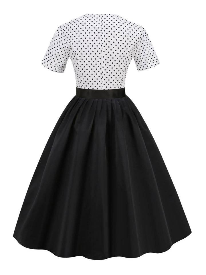 Black 1950s Dots Patchwork Dress: timeless style reimagined
