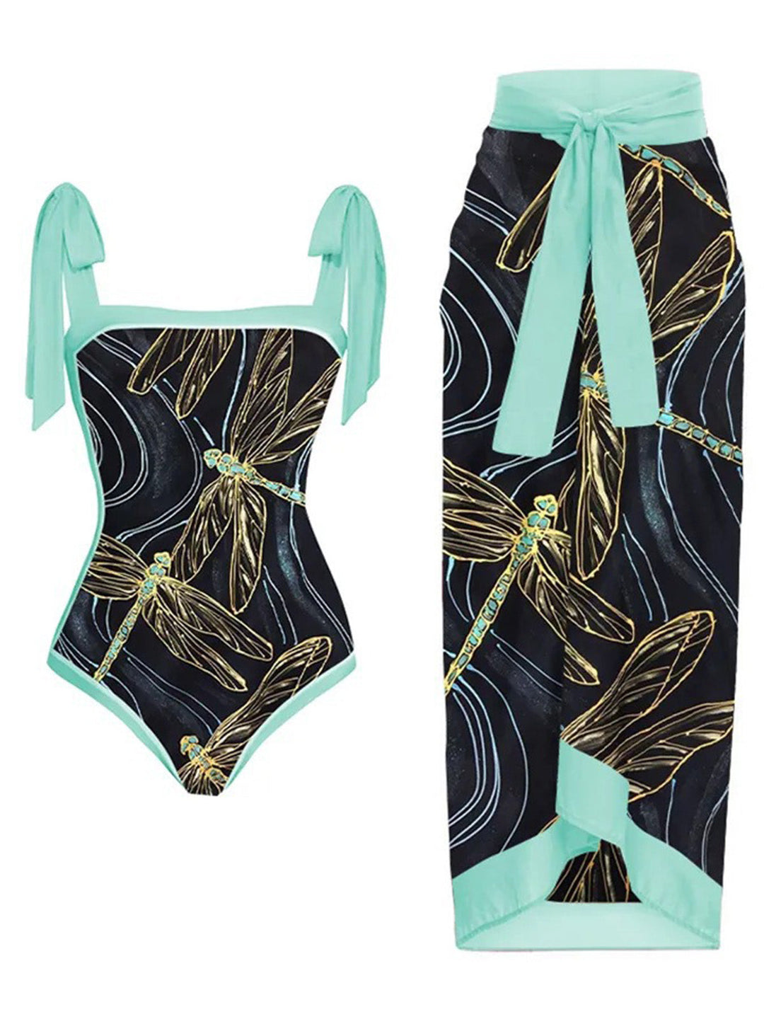 Black 1950s Dragonfly Lace-up Swimsuit &amp; Cover-up: timeless style reimagined