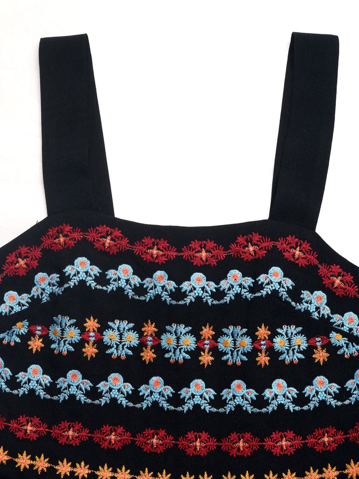 Black 1950s Embroidered Square Neck Romper, vintage romper, retro jumpsuit - perfect for women who love vintage and retro fashion