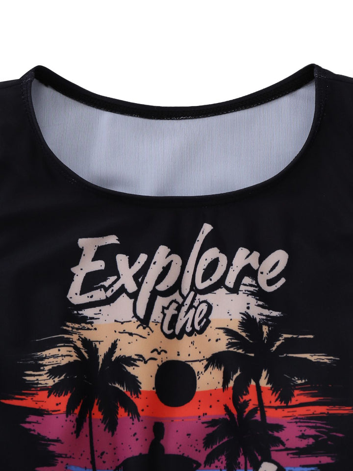 Black 1950s Explore The Beach Tankini Set - vintage fashion, retro style, classic black