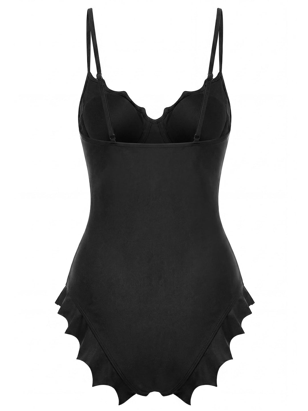 [Pre-Sale] Black Gothic Batwing Hem One Piece Swimsuit - vintage swimsuit, swimwear for vintage lovers