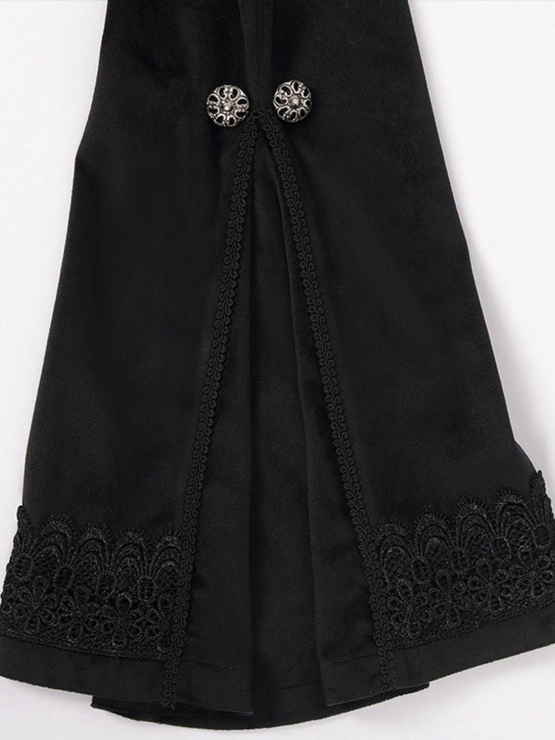 Black 1950s Gothic Lapel Bell Sleeve Lace Coat - vintage fashion, retro style, classic black
