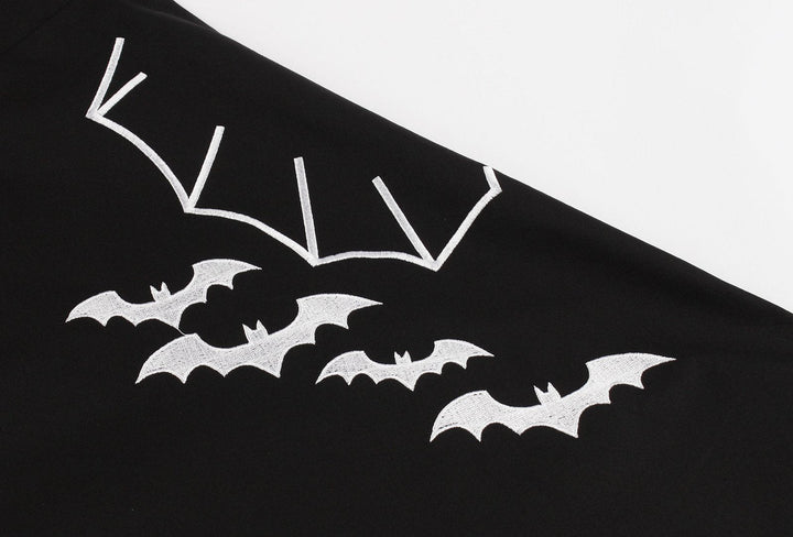 Black 1950s Halloween Bat Collar Embroidered Dress — the kind of 1950s dress that makes strangers smile