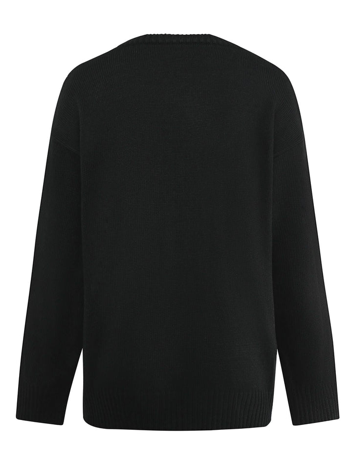 Black 1950s Halloween Skeleton Print Knit Sweater - vintage fashion, retro style, classic black