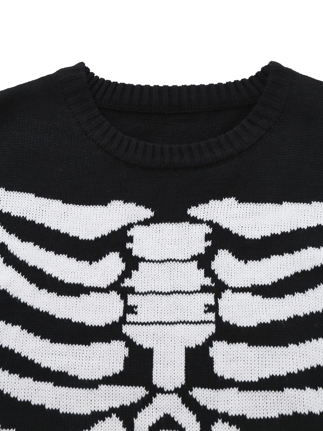 Black 1950s Halloween Skeleton Print Knit Sweater - vintage fashion, retro style, classic black