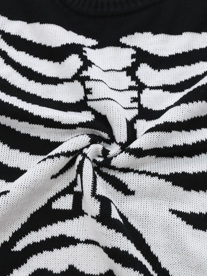 Black 1950s Halloween Skeleton Print Knit Sweater - vintage fashion, retro style, classic black