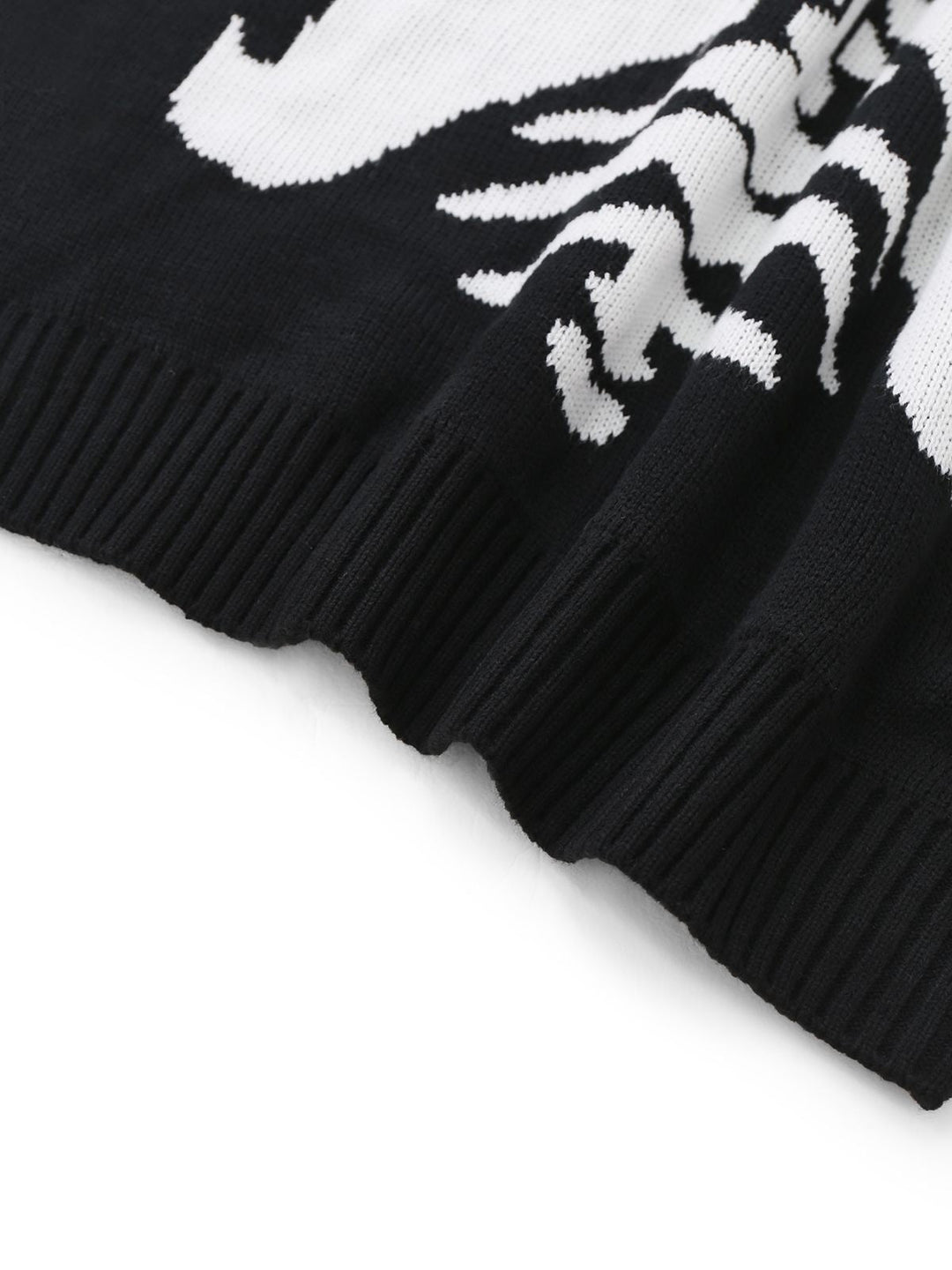 Black 1950s Halloween Skeleton Print Knit Sweater - vintage fashion, retro style, classic black