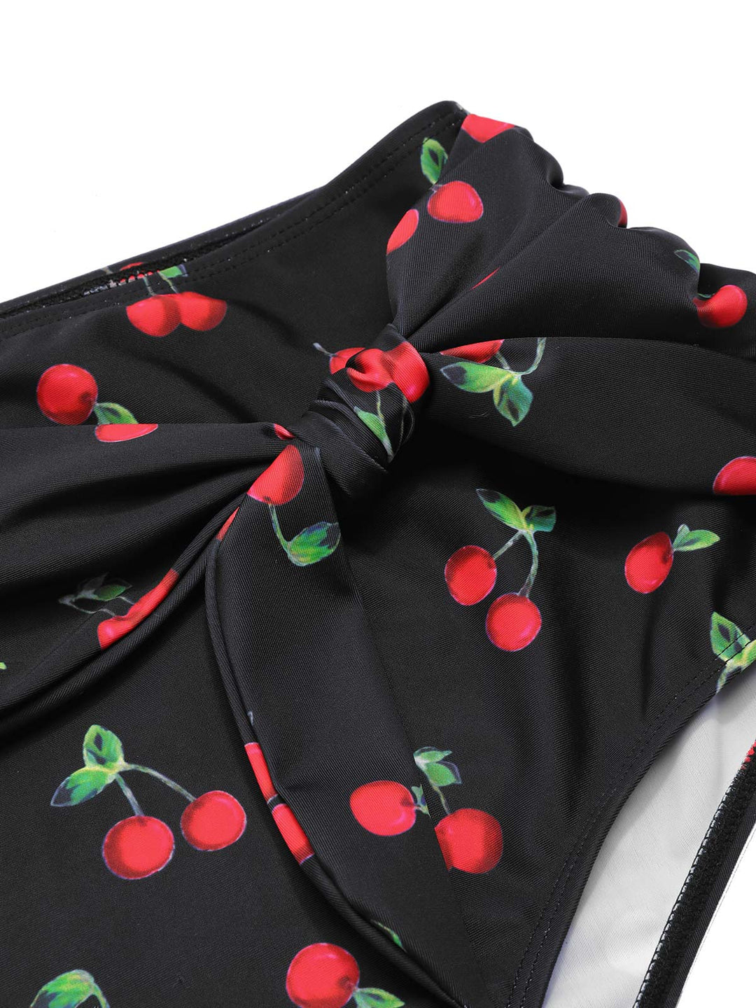 Black Halter Cherry Bikini Set - vintage fashion, retro style, classic black